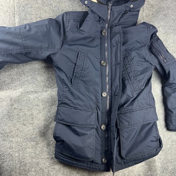 AMERICAN EAGLE OUTFITTERS Men's Nylon Parka Jacket Sz S Sherpa‎ Hood Dark Navy - Picture 2 of 9